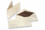 Sobre estampado mármol (96 x 181 mm) y tarjeta (90 x 173 mm) - mármol marrón, forro interior marrón | Paisdelossobres.es