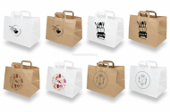 Bolsas de papel take away - blanco y marrón | Paisdelossobres.es