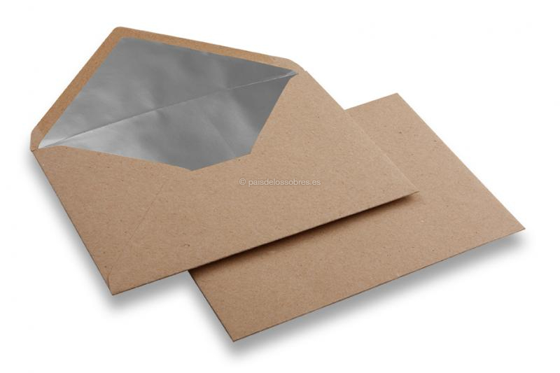 Sobres de papel kraft forrados - 114 x 162 mm (C 6) Plata