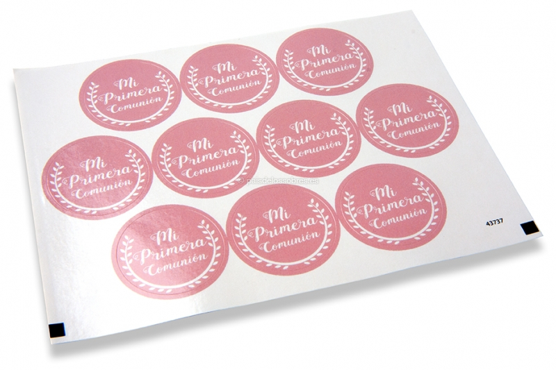 Cierres comunión - mi primera comunión rosa con guirnalda blanca