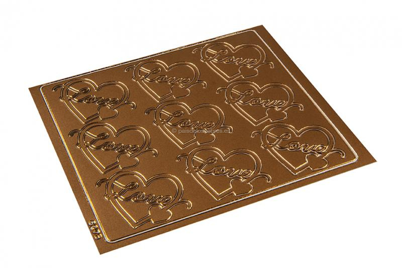 Etiquetas decorativas de love - bronce