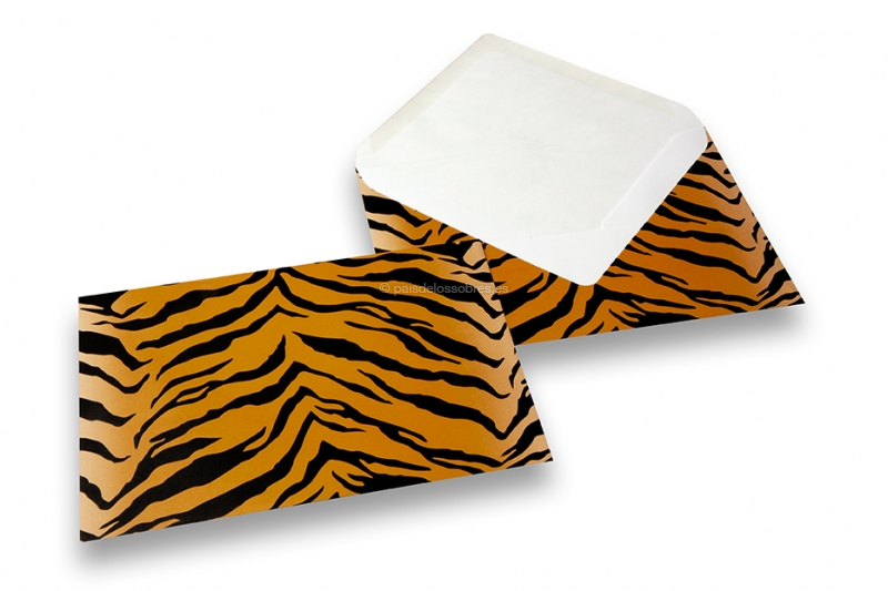 Sobres animal print - negro/amarillo, estampado de tigre