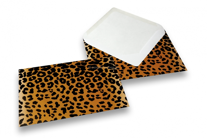 Sobres animal print - negro/amarillo, estampado de leopardo
