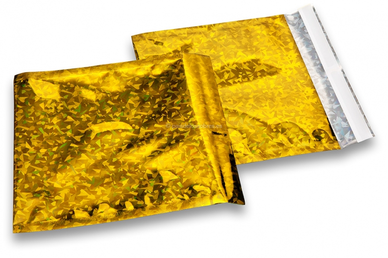 Sobres metalizados de colores - Dorado holográfico 165 x 165 mm
