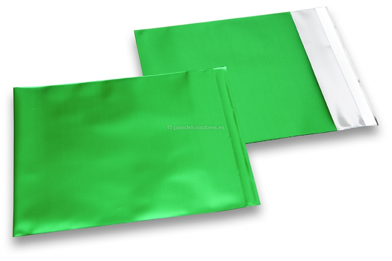 Sobres metalizados mate de colores - Verde 165 x 165 mm