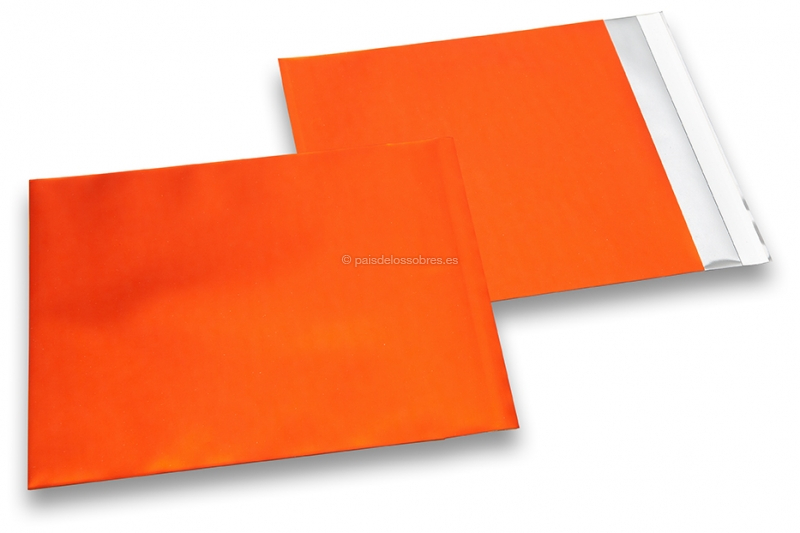 Sobres metalizados mate de colores - Naranja 165 x 165 mm