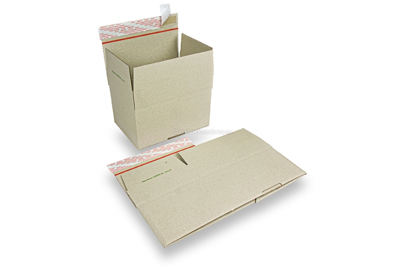 Cajas automontables con papel de hierba - La caja automontable se suministra plana