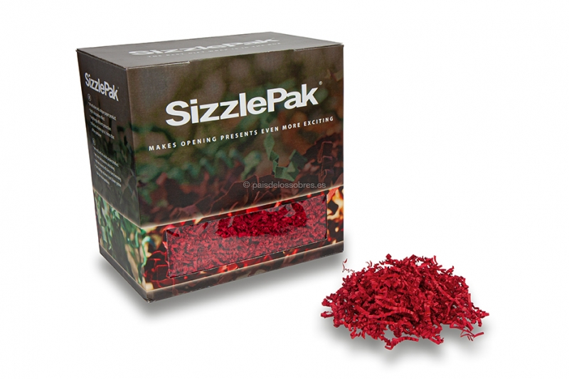 Papel de relleno SizzlePak - Rojo oscuro (1.25 kg), 80 gramos de papel 