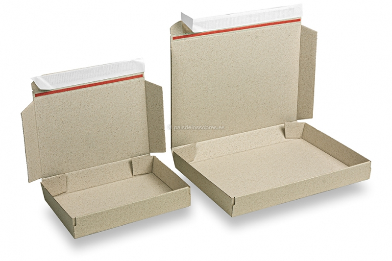 Cajas para envíos postales adhesivas papel de hierba