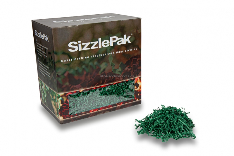Papel de relleno SizzlePak - Verde oscuro (1.25 kg), 80 gramos de papel 