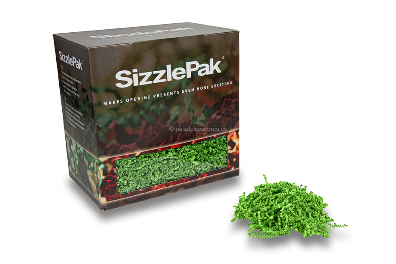 Papel de relleno SizzlePak - Verde lima (1.25 kg), 80 gramos de papel 