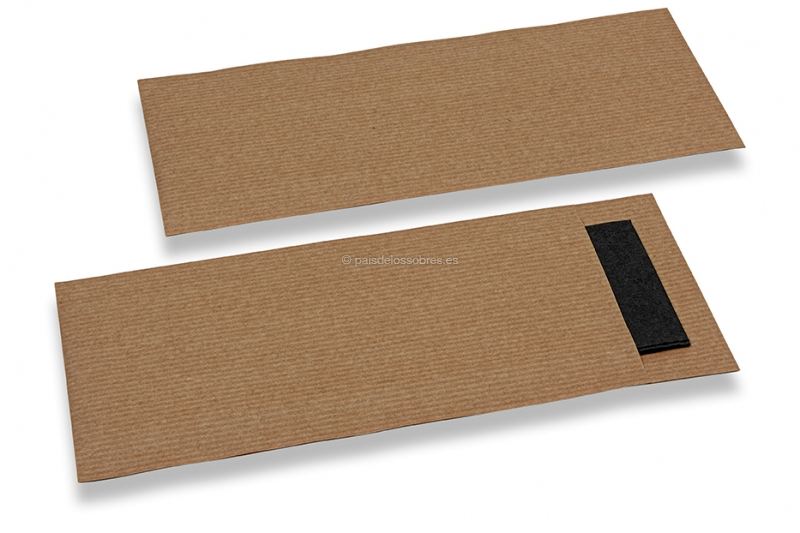 Bolsas para cubiertos marrón sin incisión + negro servilleta de papel