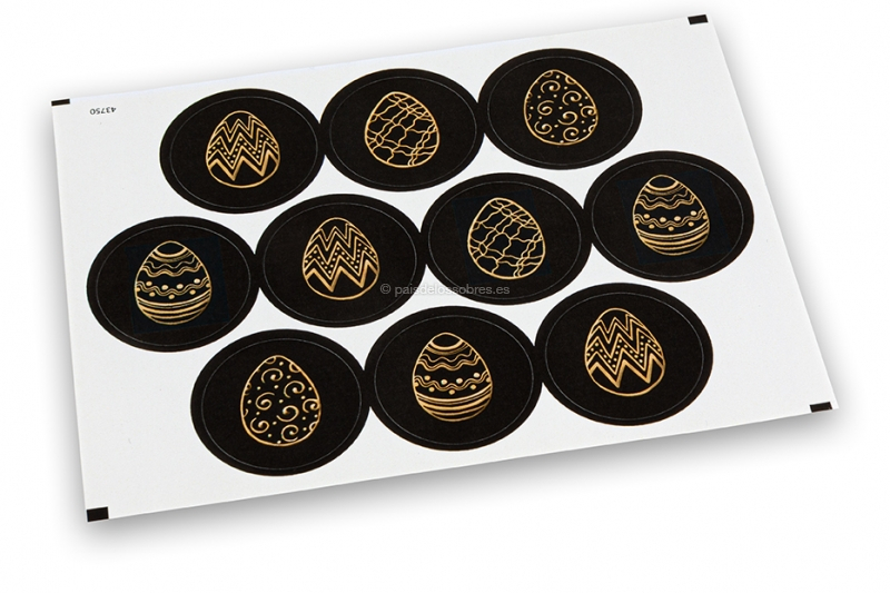 Cierres adhesivos de Pascua - negro + amarillo dorado