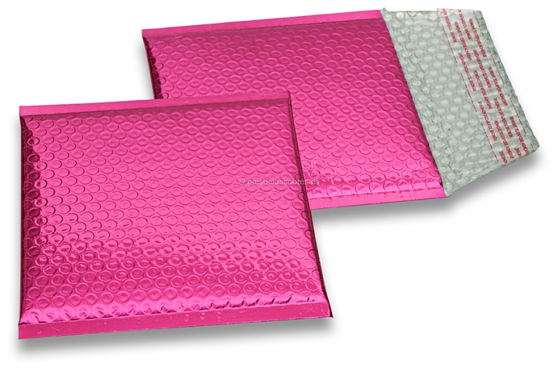 Sobres acolchados ECO metalizados - rosa 165 x 165 mm