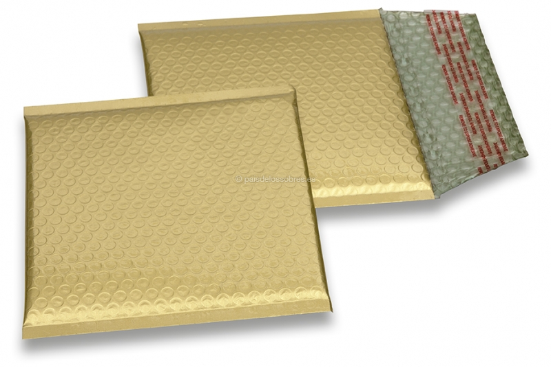 Sobres acolchados ECO metalizados mate - dorado 165 x 165 mm