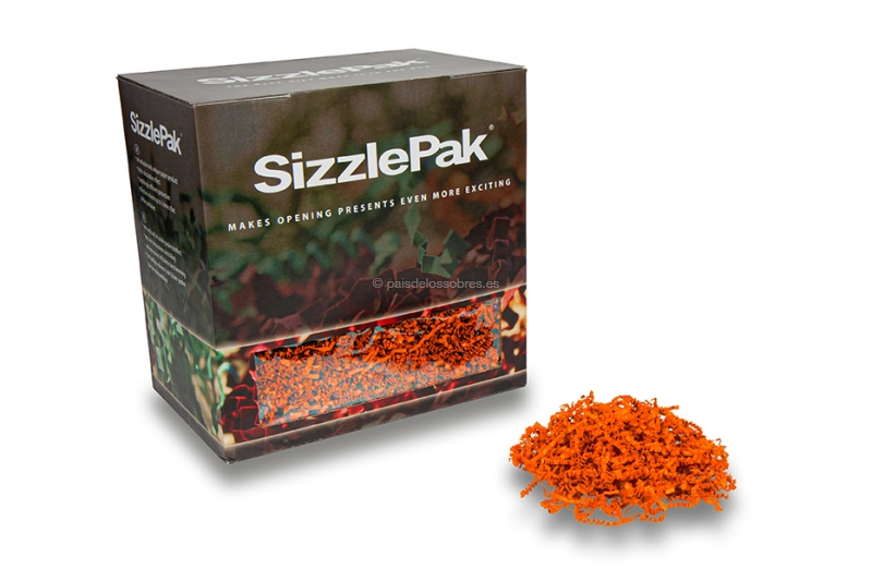 Papel de relleno SizzlePak - Naranja (1.25 kg), 80 gramos de papel 