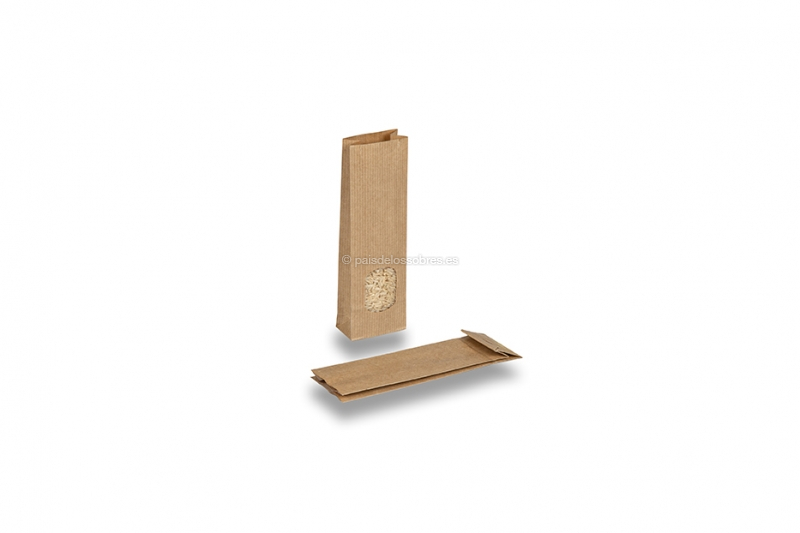 Bolsas de papel con base marrón - 55 x 30 x 175 mm con ventana, 50 ml
