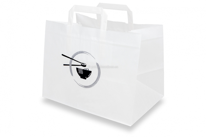 Bolsas de papel take away - blanco + comida asiática