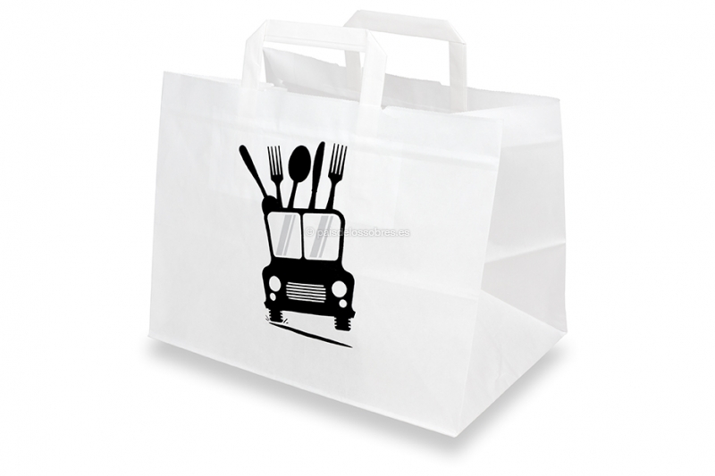 Bolsas de papel take away - blanco + entrega a domicilio