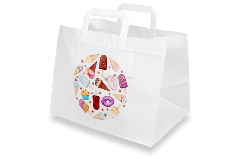 Bolsas de papel take away - blanco + golosinas