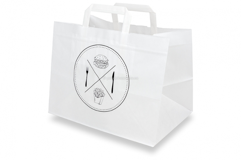 Bolsas de papel take away - blanco + fast food