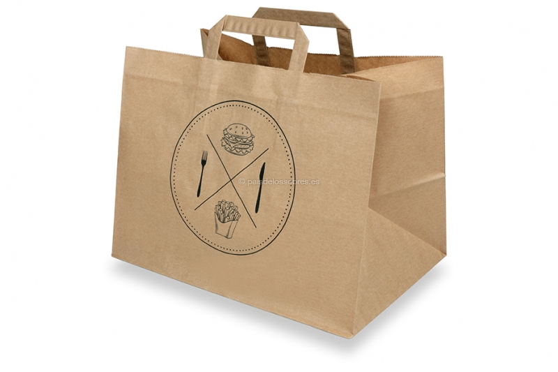 Bolsas de papel take away - marrón + fast food