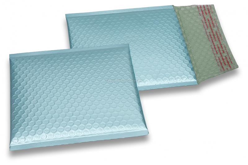 Sobres acolchados ECO metalizados mate - azul hielo 165 x 165 mm