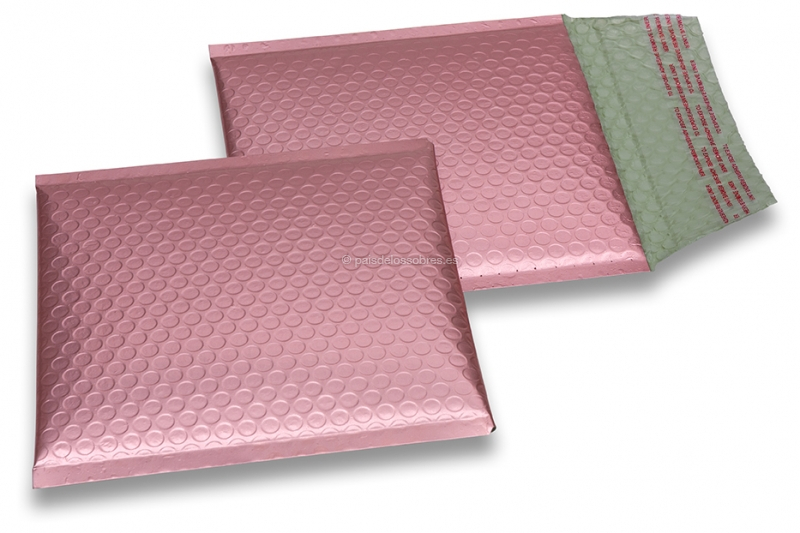 Sobres acolchados ECO metalizados mate - rosa dorado 165 x 165 mm