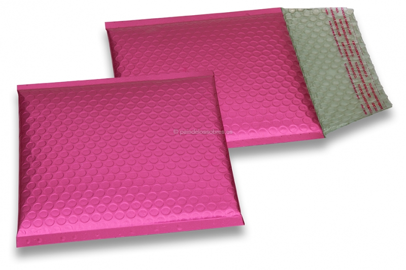 Sobres acolchados ECO metalizados mate - rosa 165 x 165 mm