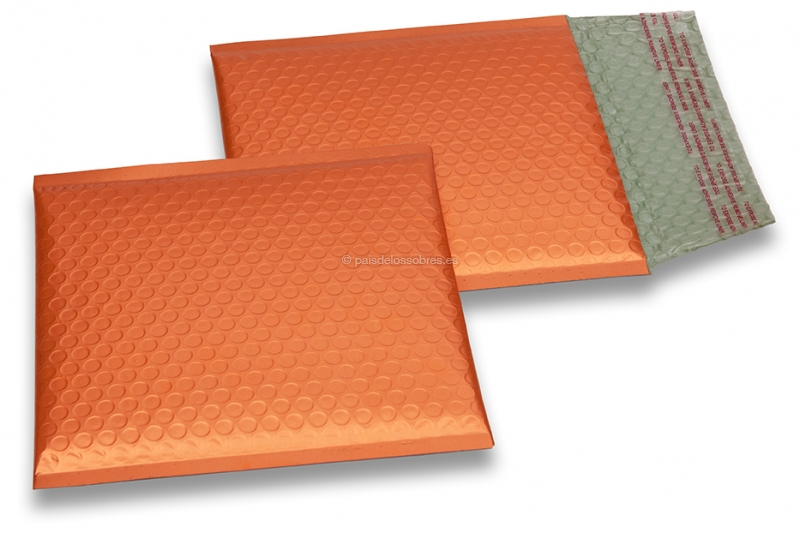 Sobres acolchados ECO metalizados mate - naranja 165 x 165 mm