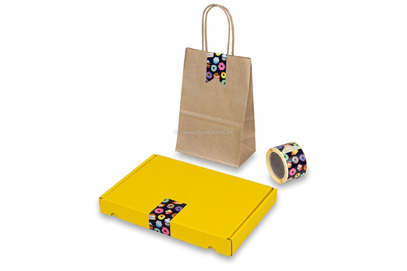 Cierres adhesivos alargados estampados - dulces