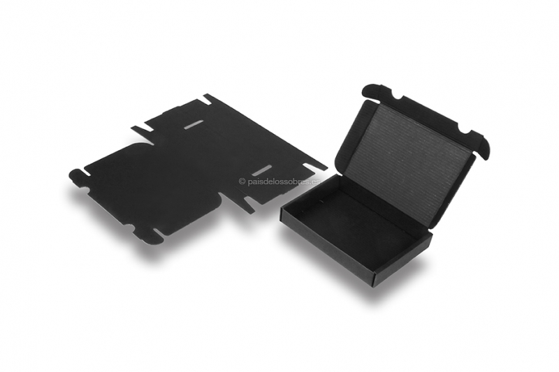 Cajas plegables negras para envío - con interior negro, 160 x 120 x 25 mm
