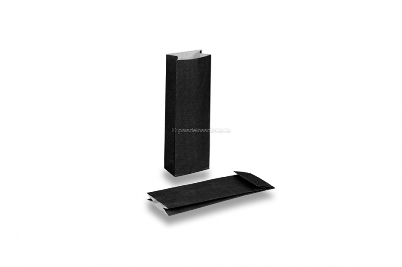 Bolsas de papel con base negro - 70 x 40 x 205 mm sin ventana, 100 ml