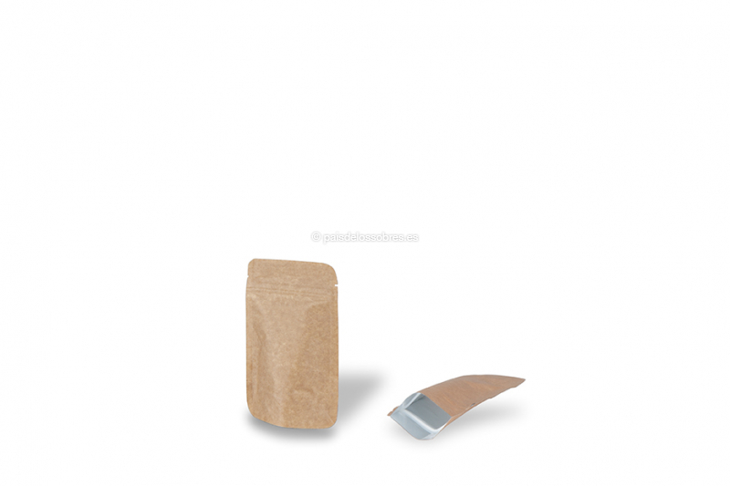 Bolsas de pie kraft marron - 85 x 145 x 50 mm, 100 ml