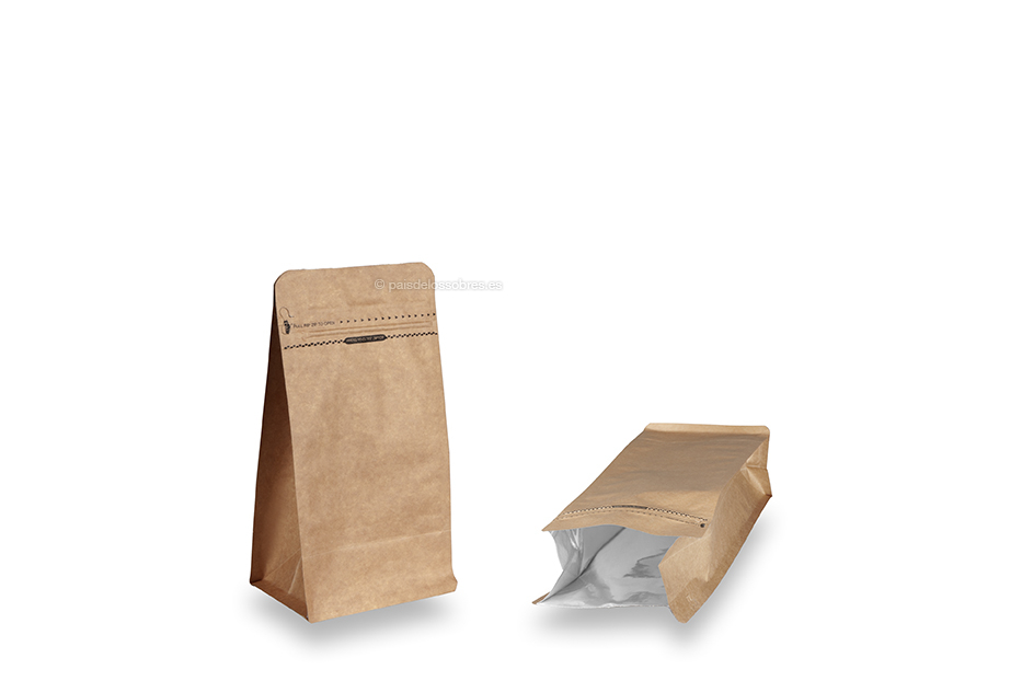 Bolsas de pie con fondo plano - marron, 500 ml / 250 gramos café molido