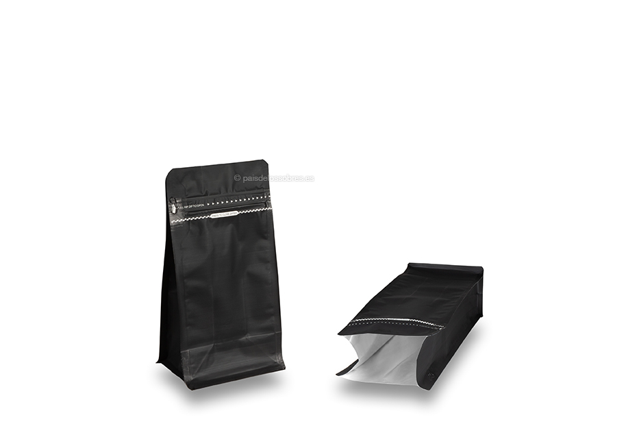 Bolsas de pie con fondo plano - negro, 500 ml / 250 gramos café molido