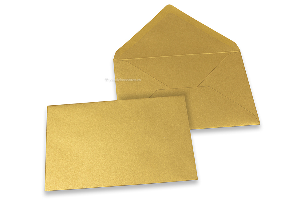 Sobres para tarjetas de felicitación de colores - Dorado metalizado, 114 x 162 mm