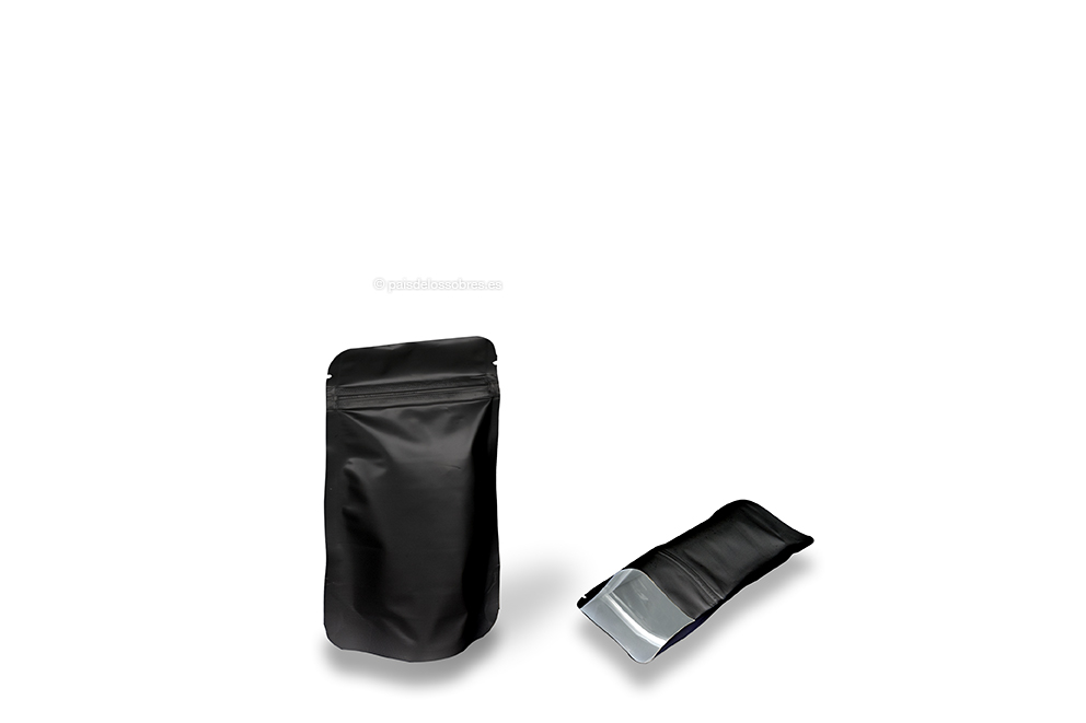 Bolsas de pie negras mate - 85 x 145 x 50 mm, 100 ml