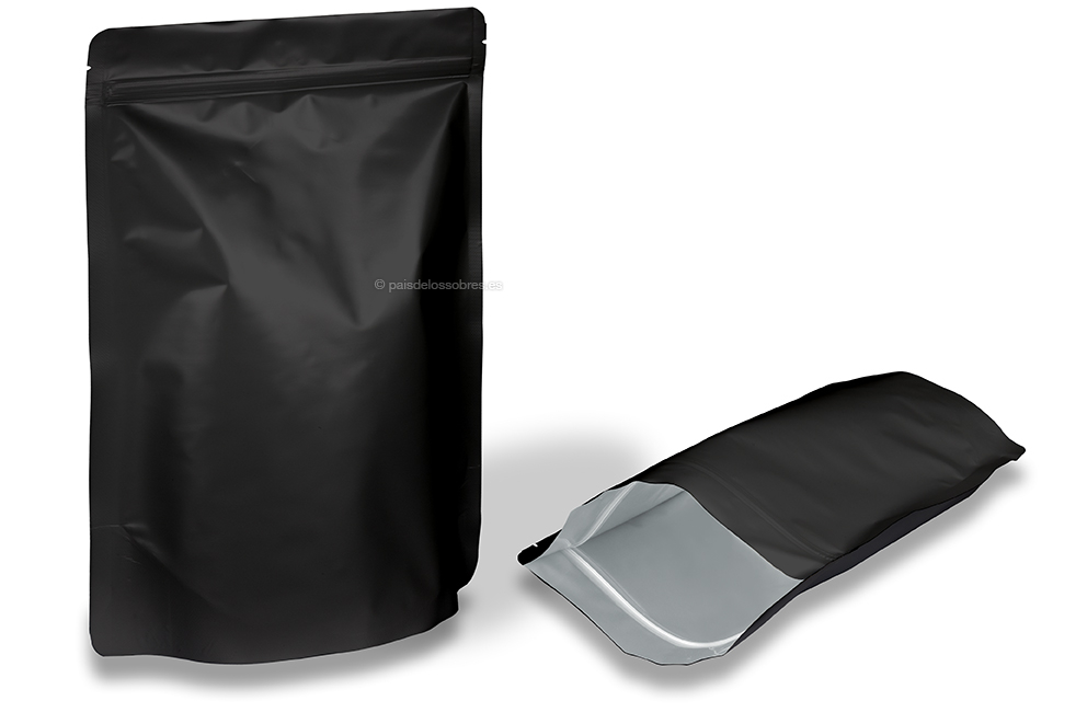 Bolsas de pie negras mate - 200 x 300 x 100 mm, 1800 ml