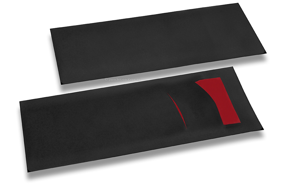 Bolsas para cubiertos negro con incisión + rojo servilleta de papel