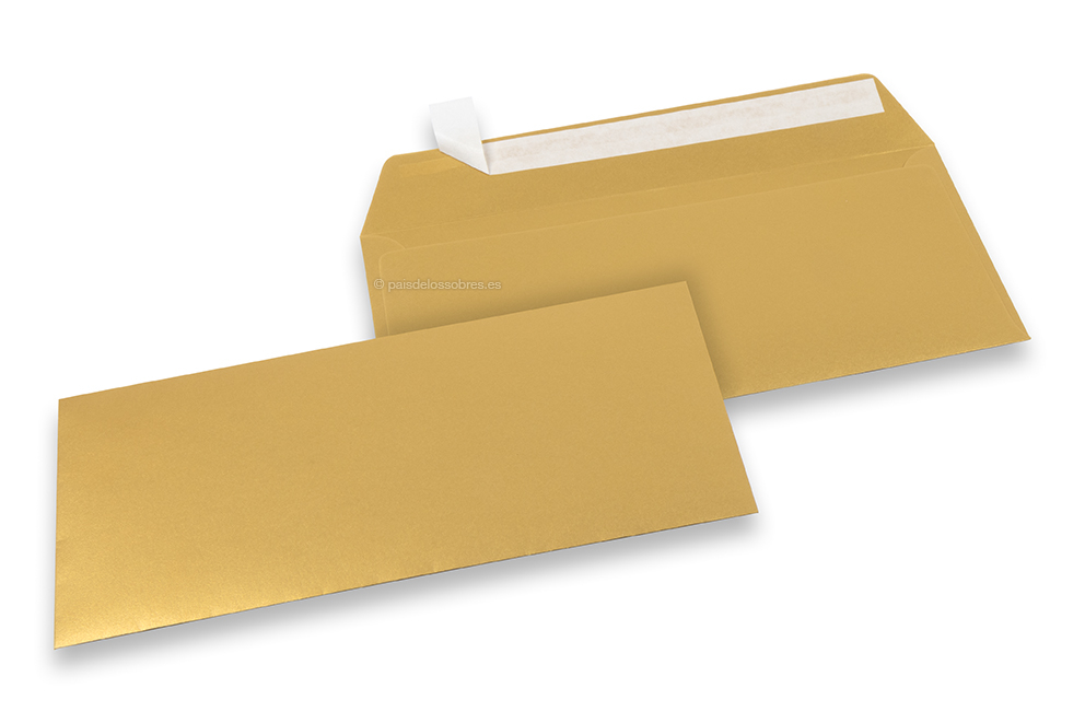 Sobres de papel de color - Dorado metalizado, 110 x 220 mm