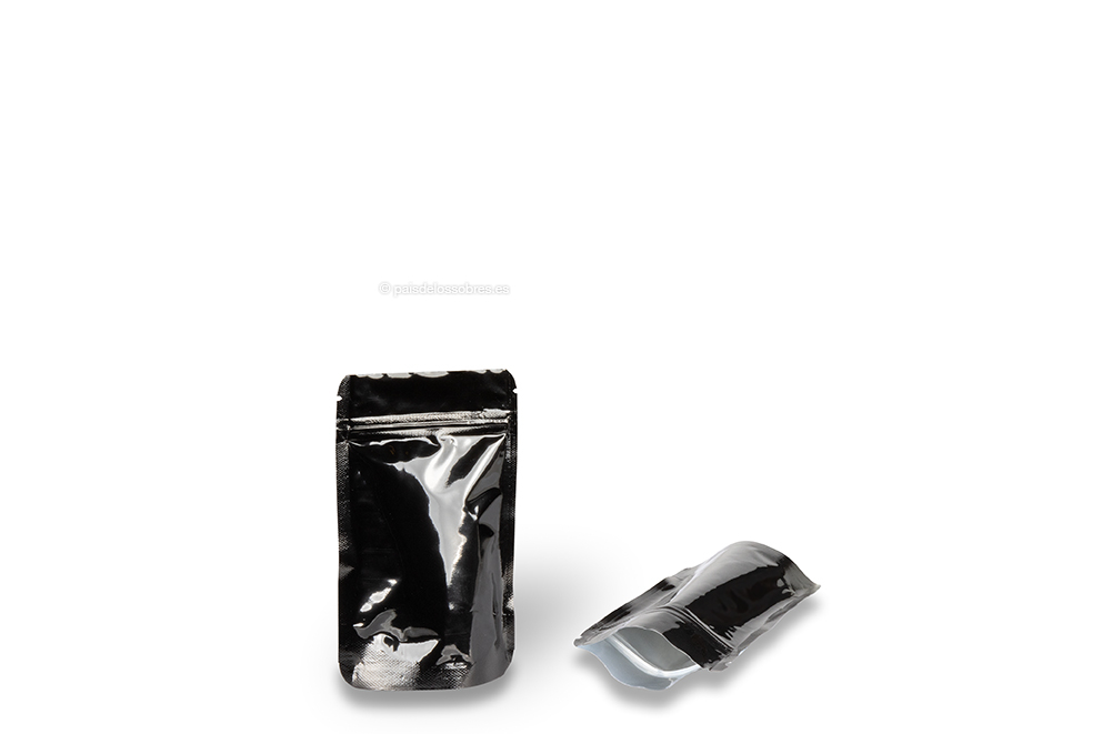 Bolsas de pie negras brillante - 85 x 145 x 50 mm, 100 ml