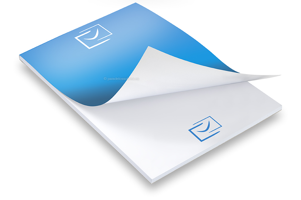 Blocs de notas personalizados - 210 x 297 mm, cubierta con laminado brillante