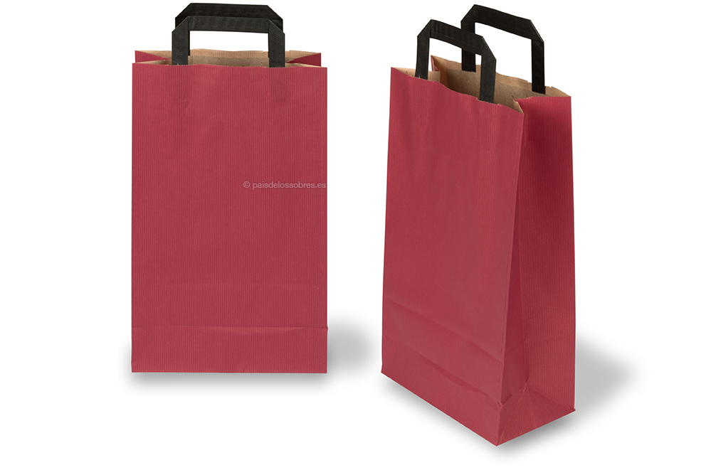Bolsas de papel con asas planas - rojo, 220 x 105 x 360 mm