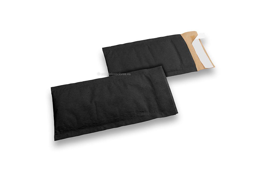 Sobres acolchados de colmena de papel - negro, 100 x 165 mm