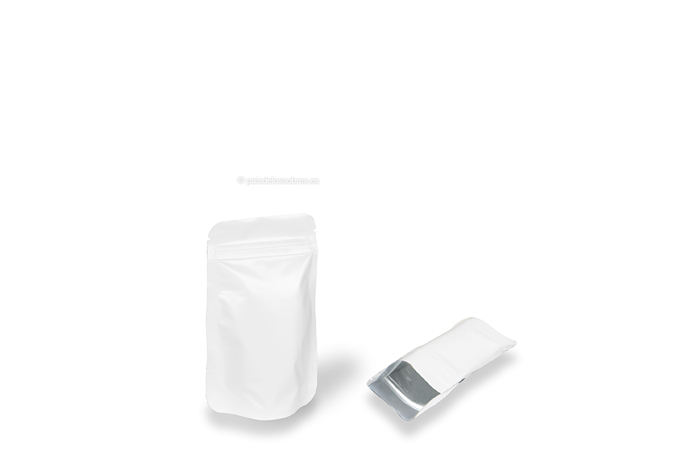 Bolsas de pie kraft blanco - 85 x 145 x 50 mm, 100 ml