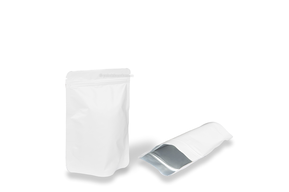 Bolsas de pie kraft blanco - 110 x 185 x 70 mm, 250 ml