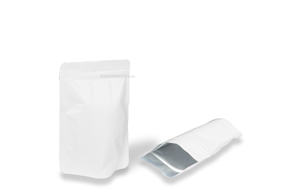 Bolsas de pie kraft blanco - 130 x 225 x 70 mm, 500 ml