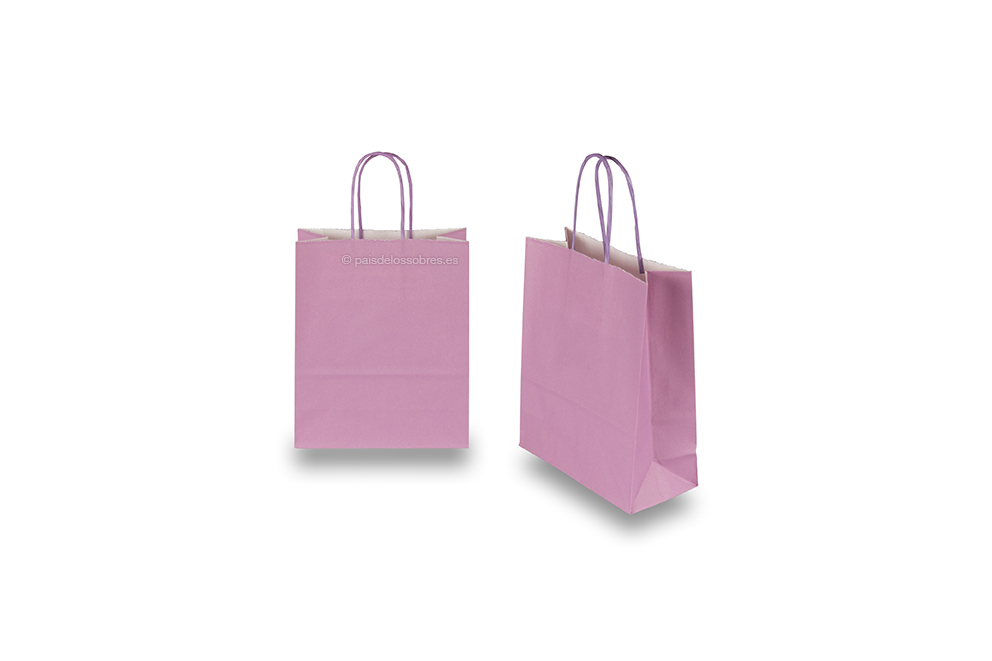 Bolsas de papel con asas redondas - lila, 180 x 80 x 220 mm, 90 gramos