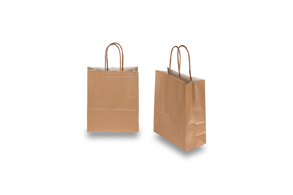 Bolsas de papel con asas redondas - bronce, 180 x 80 x 220 mm, 90 gramos